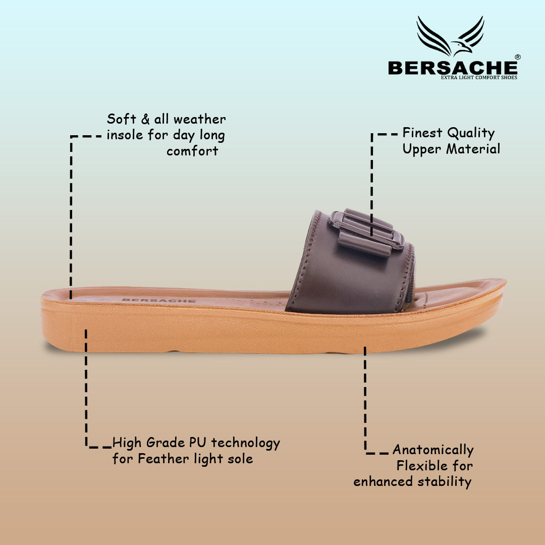 Bersache Extra Soft Classic Casual with Regular wear with Ultra Soft & Flexibility Technology Slipper For Women's & Girl's-Dark(Brown)-6227