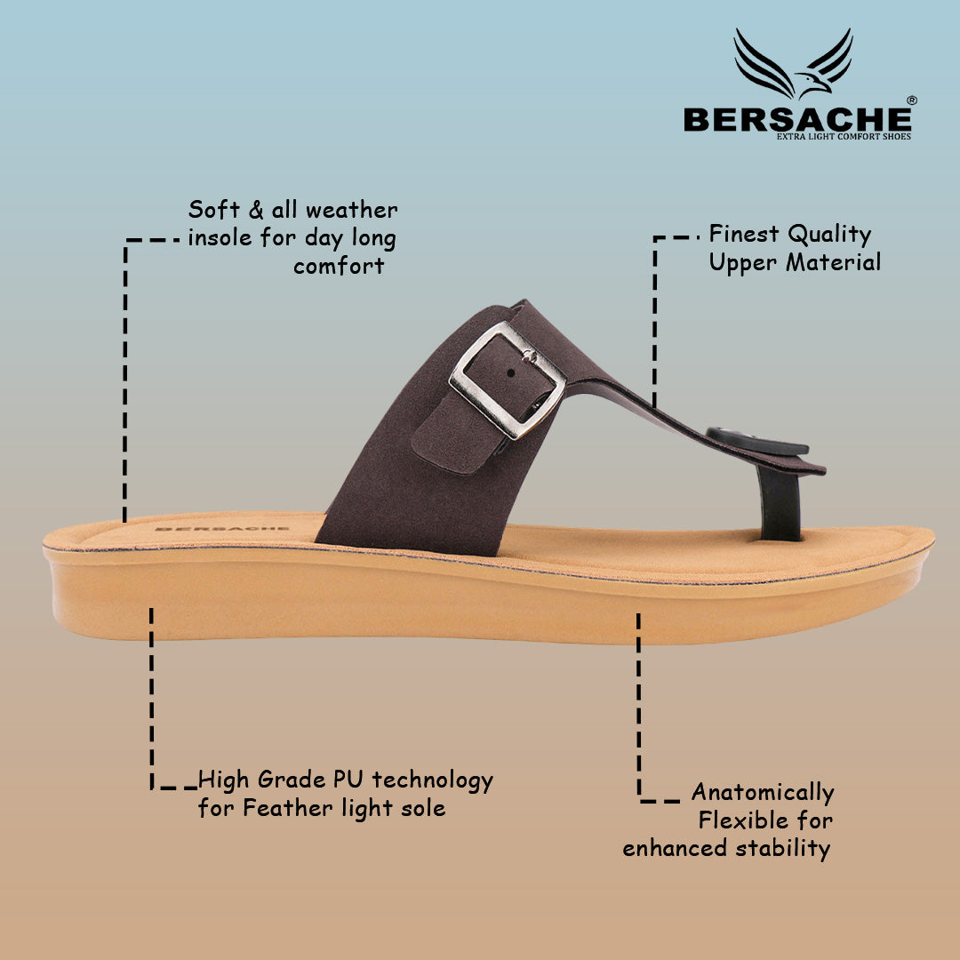 Bersache Extra Soft Classic Casual with Regular wear with Ultra Soft & Flexibility Technology Flip-Flop for Women's & Girl's (6259-Brown)
