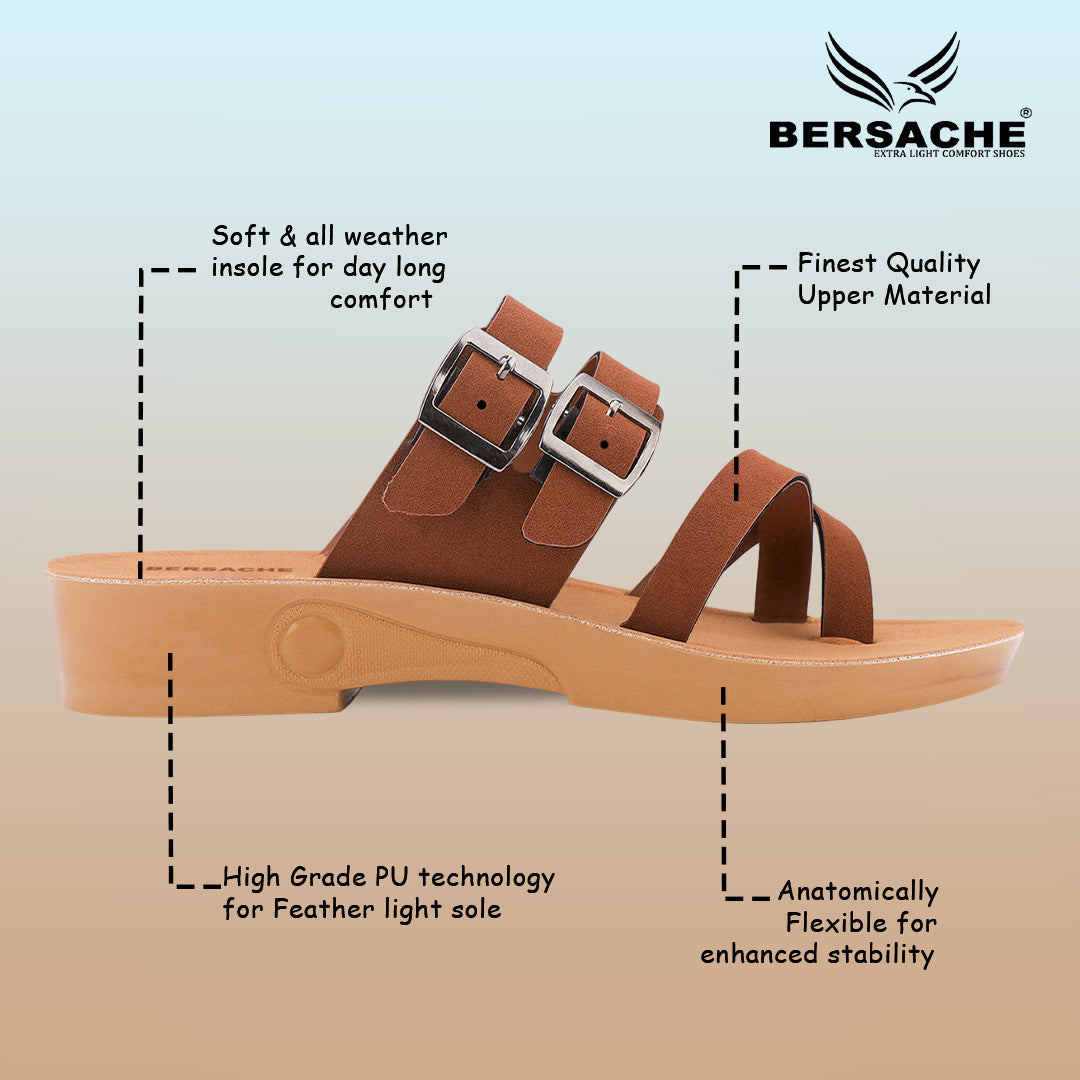 Bersache Extra Soft Classic Casual with Regular wear with Ultra Soft & Flexibility Technology Flip Flop For women's/Girl's-(Brown-6238)