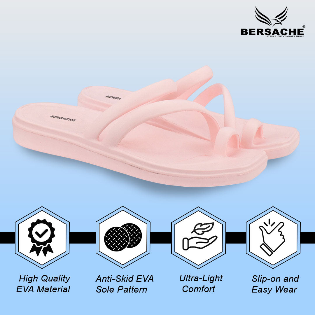 Bersache Extra Soft Classic Casual with Regular wear with Ultra Soft & Flexibility Technology Slipper for Women's-(6305-Pink)