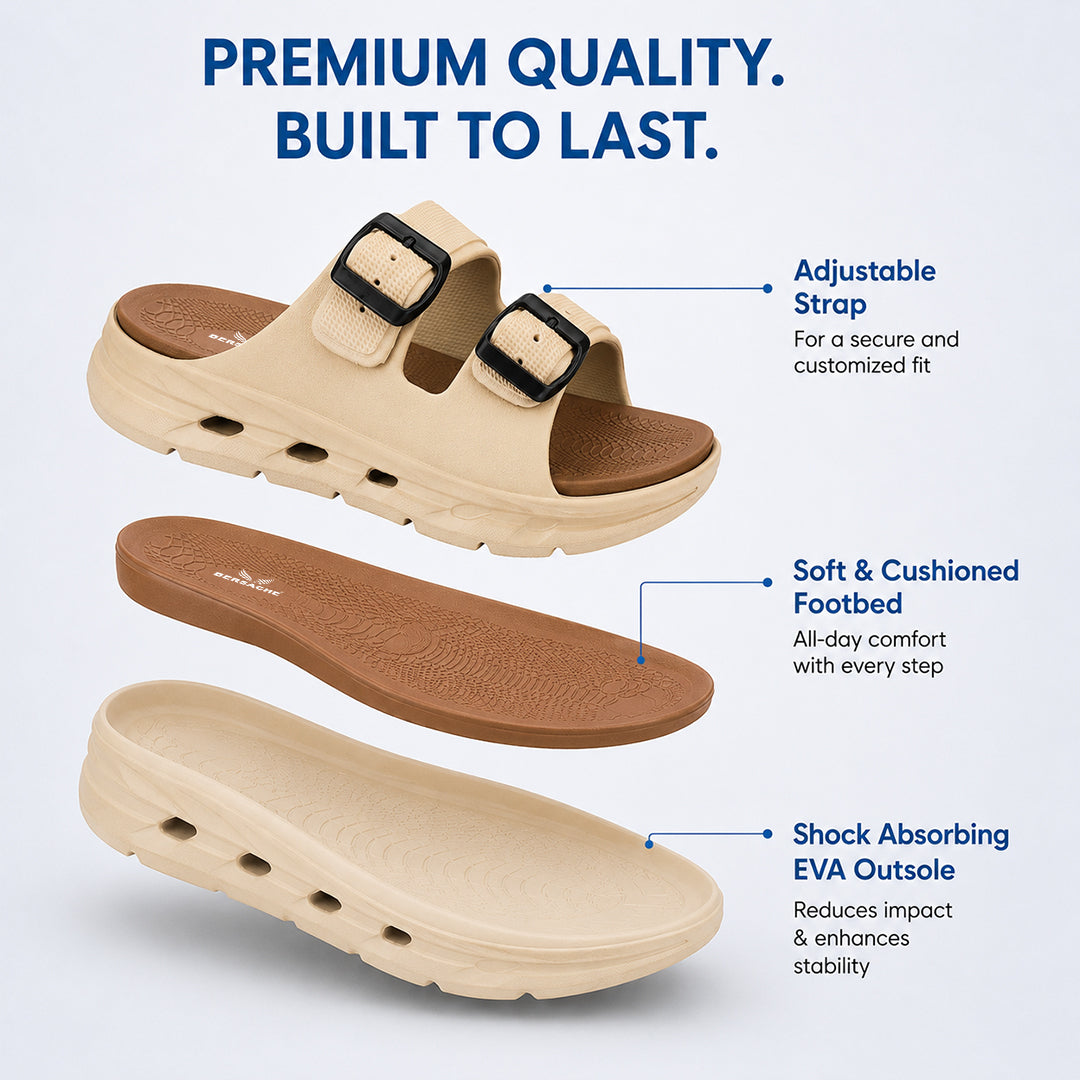 Bersache Extra Soft Classic Casual with Regular wear with Ultra Soft & Flexibility Technology Sandals for Men's-(6341-Beige & Brown).