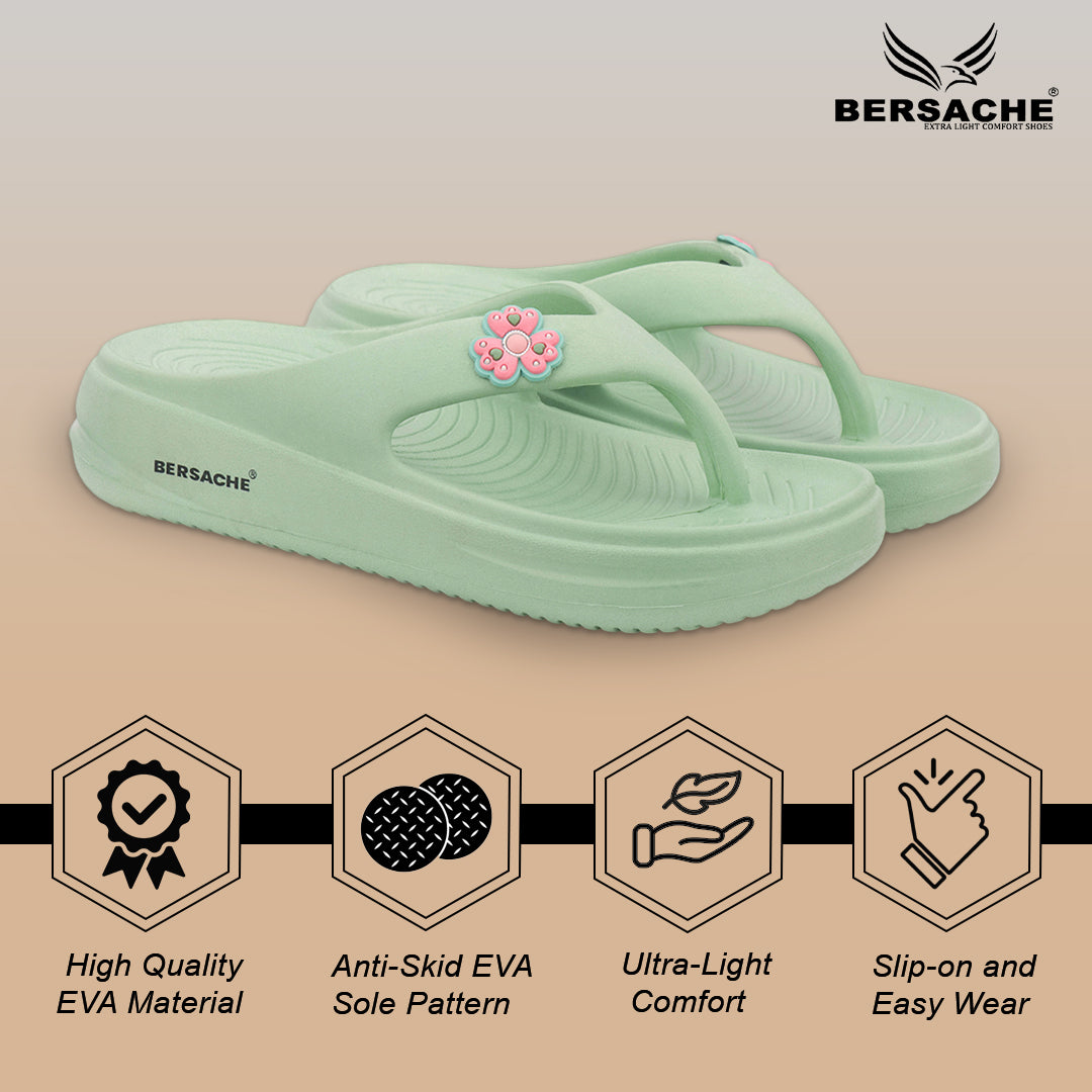 Bersache Extra Soft Classic Casual CHAPPAL with Regular wear with Ultra Soft & Flexibility Technology Slippers for Women's-(6297-Green)