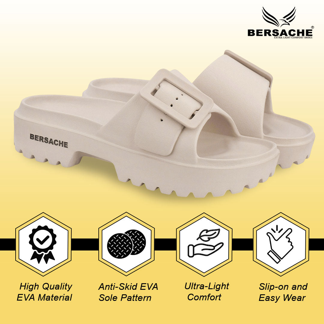 Bersache Extra Soft Classic Casual with Regular wear with Ultra Soft & Flexibility Technology Sandal for Women's-(6308-Beige)