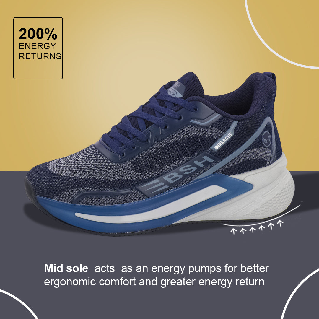 Bersache Casual Sneaker shoe for Men| Soft Cushioned Insole , Slip-Resistance Casuals For Men (Blue-Gray-9210)