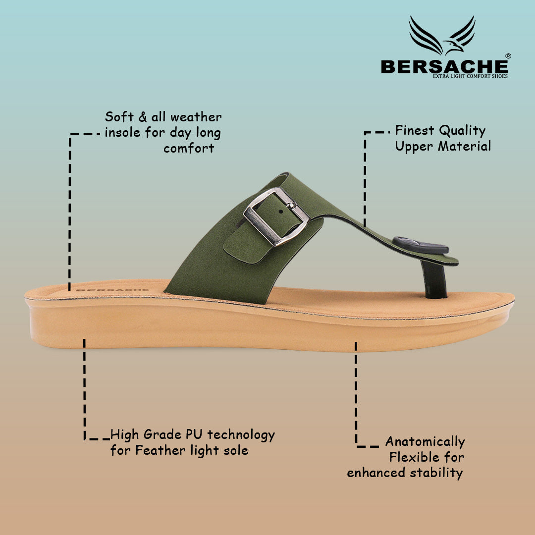 Bersache Extra Soft Classic Casual with Regular wear with Ultra Soft & Flexibility Technology Flip-Flop for Women's & Girl's (6258-Green)