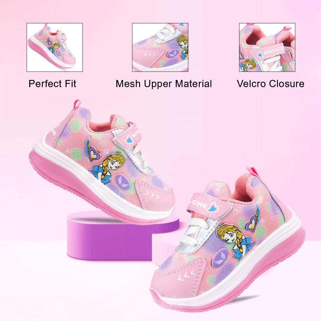 Bersache Premium Sports,walking,Gym,cricket,Trending Running Shoes For Kid's - Pink -8074.