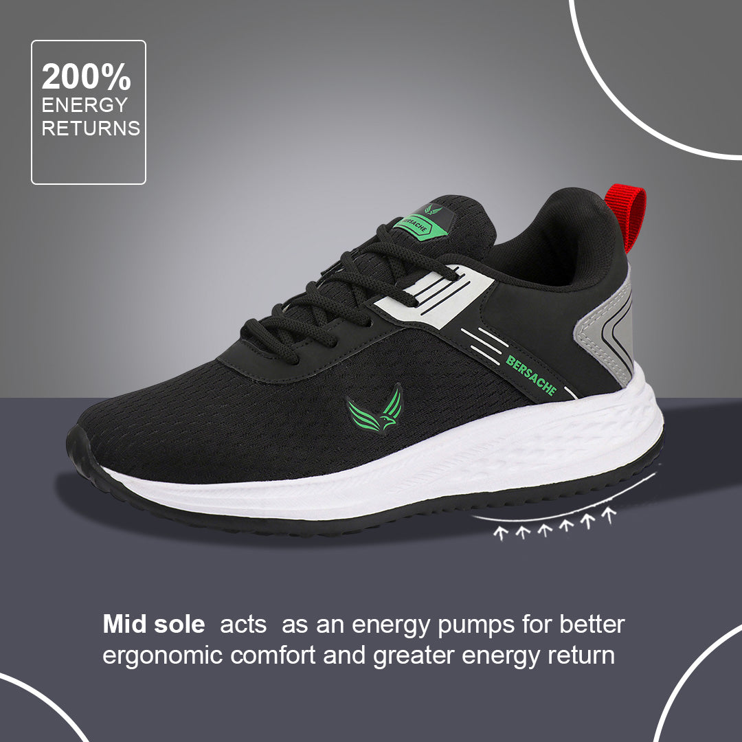 Bersache Lightweight Casual Sneaker Shoes For Men (Black-8092)