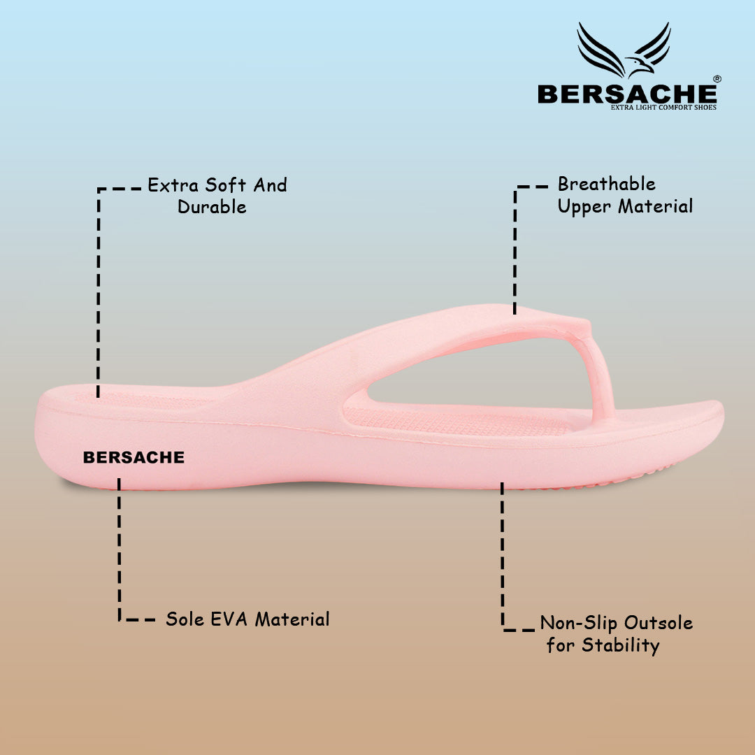 Bersache Extra Soft Classic Casual with Regular wear with Ultra Soft & Flexibility Technology Flip-Flop for Women's & Girl's (6253-Pink)