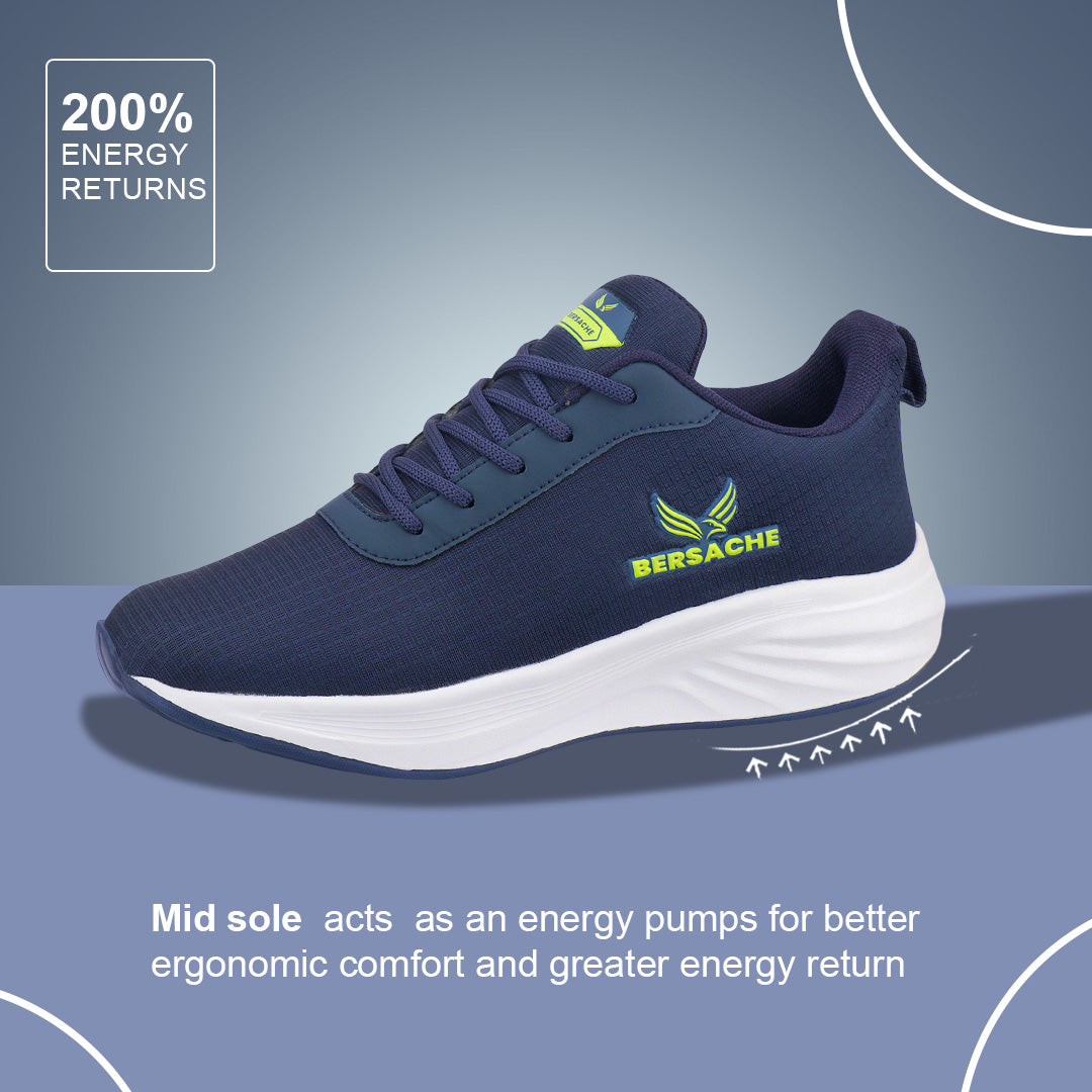 Bersache Lightweight Casual Sneaker Shoes For Men Blue-8069