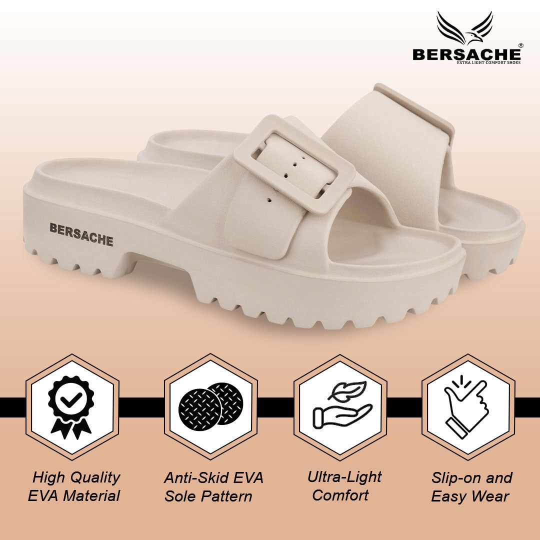 Bersache Extra Soft Classic Casual with Regular wear with Ultra Soft & Flexibility Technology Flip-Flop for Women's-(6308-Beige)