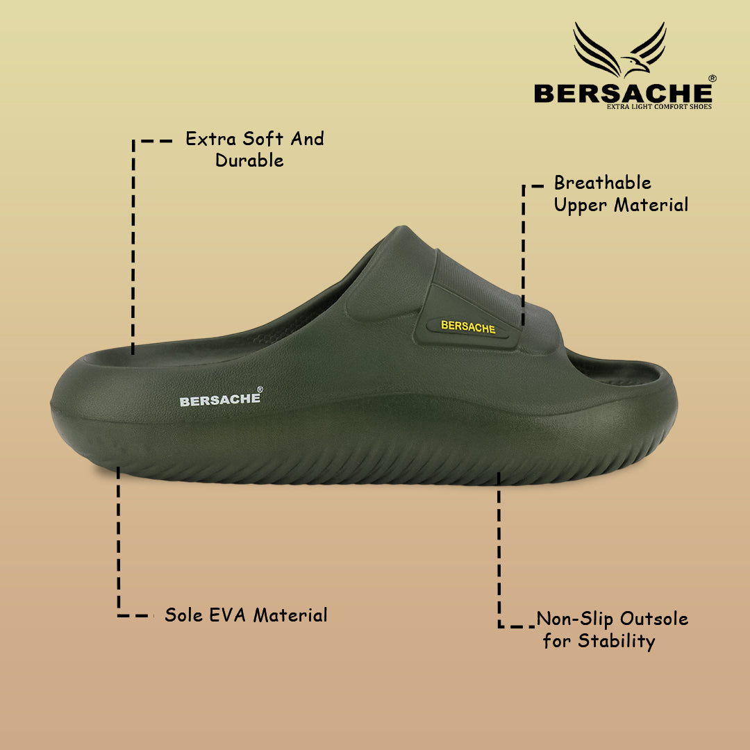 Bersache Extra Soft Classic Casual with Regular wear with Ultra Soft & Flexibility Technology Sandals for Men's-(6281-Green)