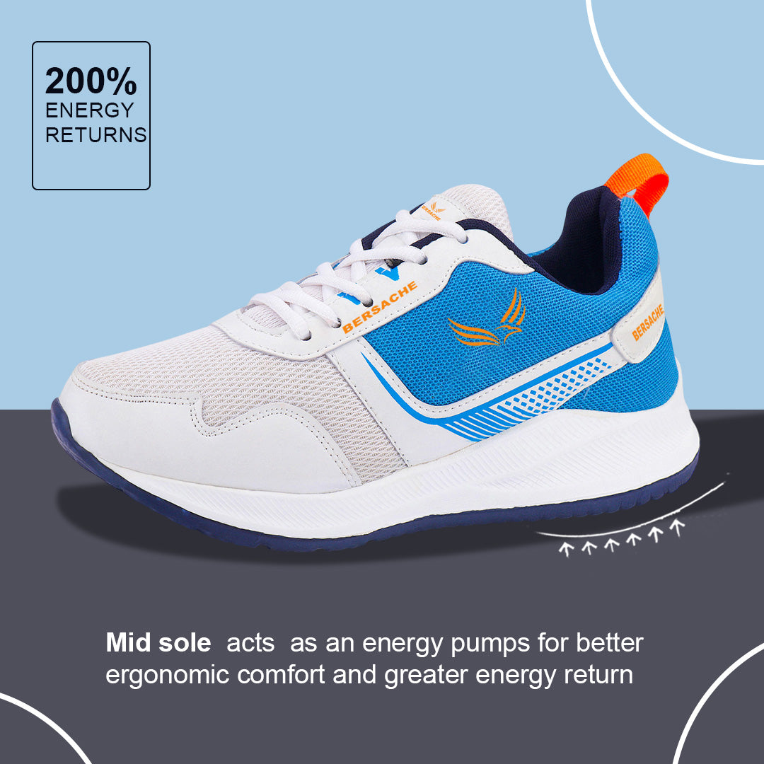 Bersache Lightweight Casual Sneaker Shoes For Men (White-8108)