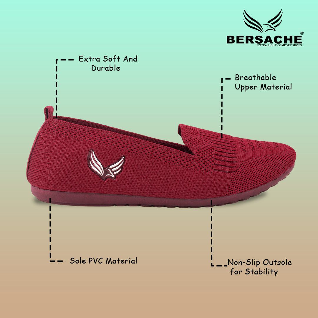 BERSACHE Women's SPORTS – Lightweight, Breathable & Comfortable Daily Wear Shoes(Red-6276).