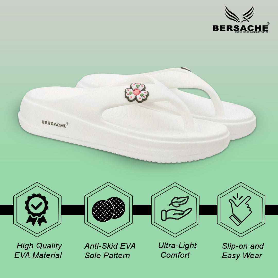Bersache Extra Soft Classic Casual with Regular wear with Ultra Soft & Flexibility Technology Slipper For Women's & Girl's-(6298-White)