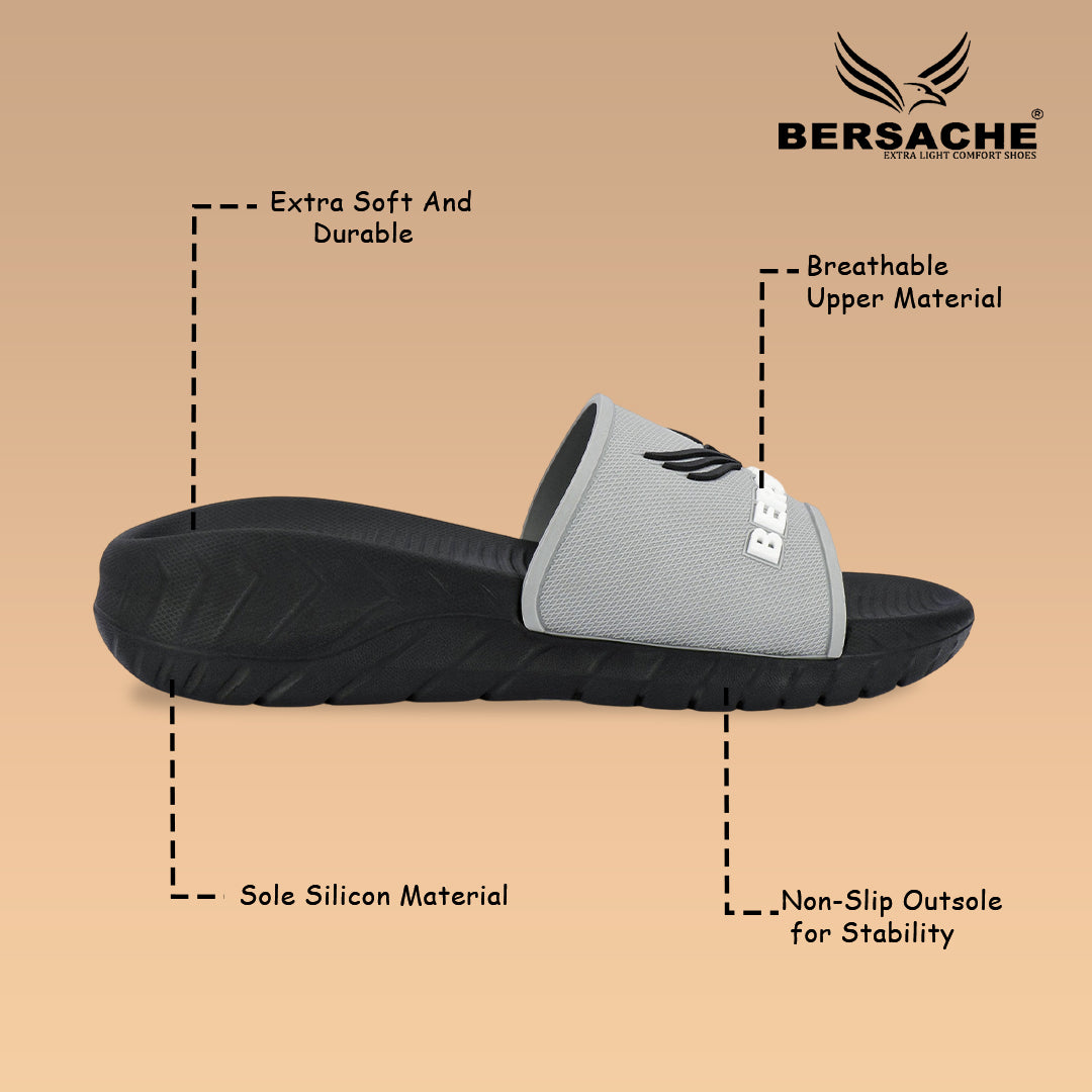 Bersache Extra Soft Classic Casual with Regular wear with Ultra Soft & Flexibility Technology Slipper For Men's (black-6329).