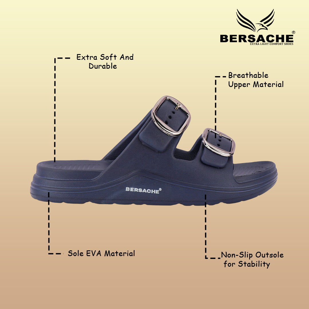Bersache Extra Soft Classic Casual with Regular wear with Ultra Soft & Flexibility Technology Sandals for Men's-(6285-Navy-Blue)