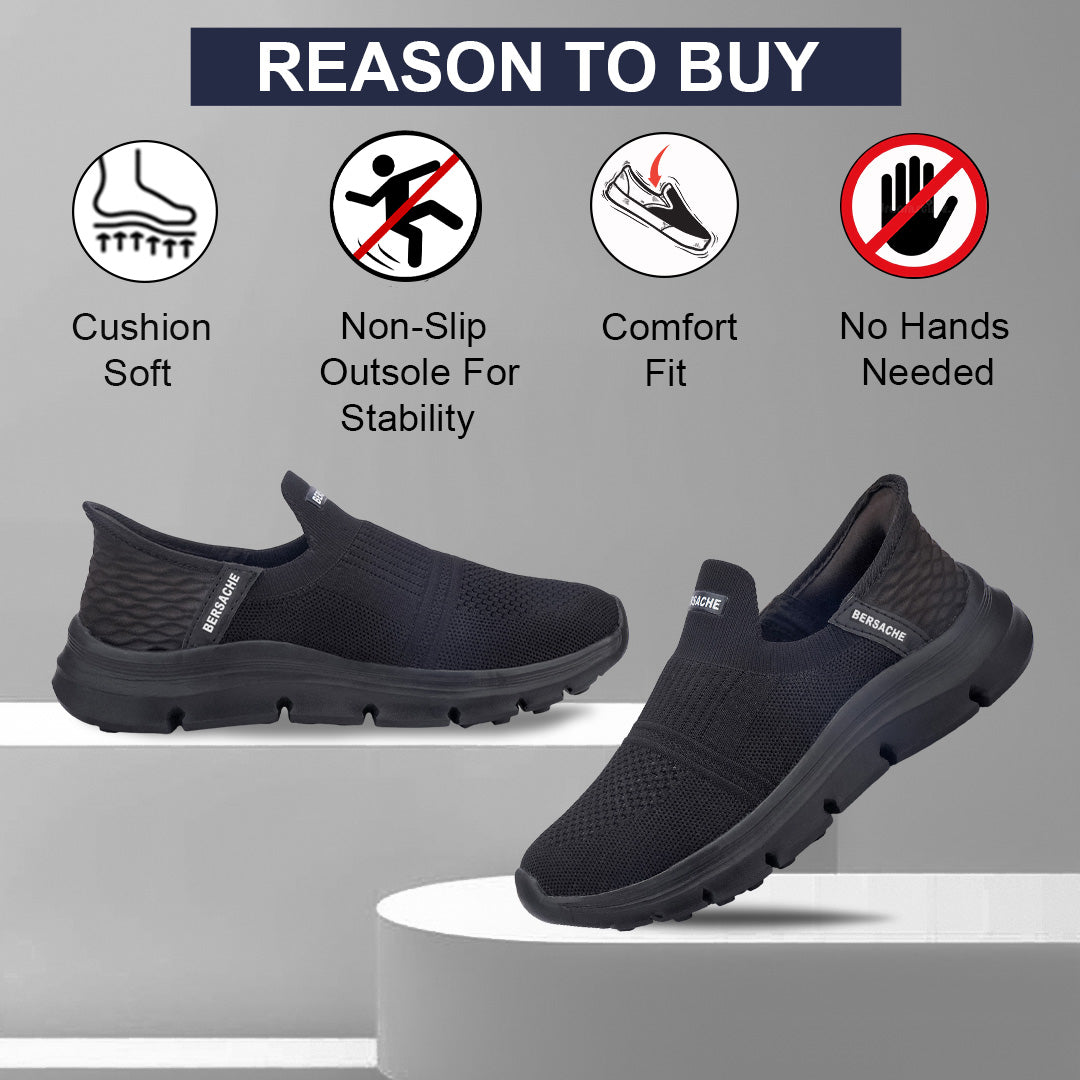 Bersache Premium Sports,Gym, Trending Stylish Running Shoes For Men (8077-Black)