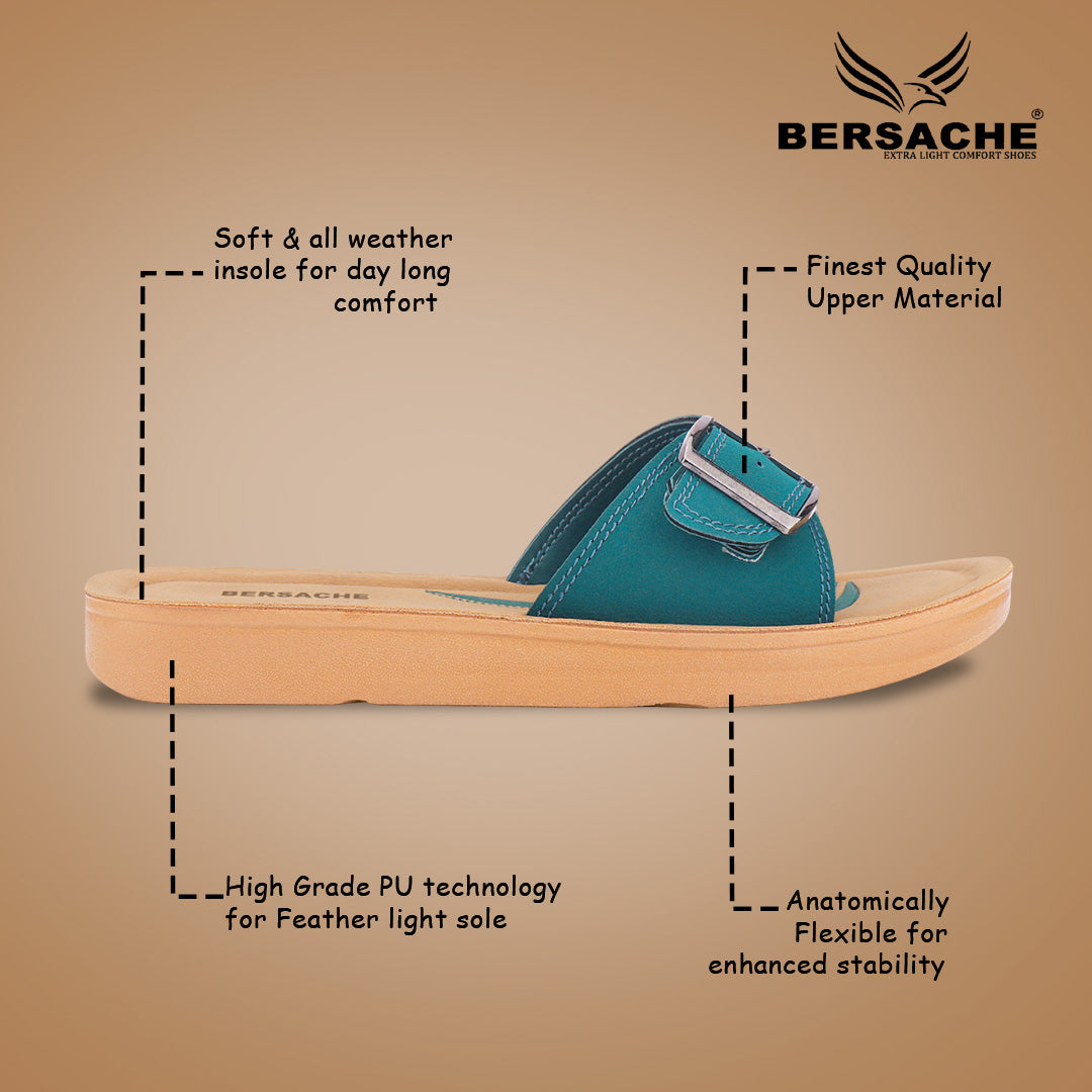 Bersache Extra Soft Classic Casual with Regular wear with Ultra Soft & Flexibility Technology Slipper For Women's & Girl's-Green-6228