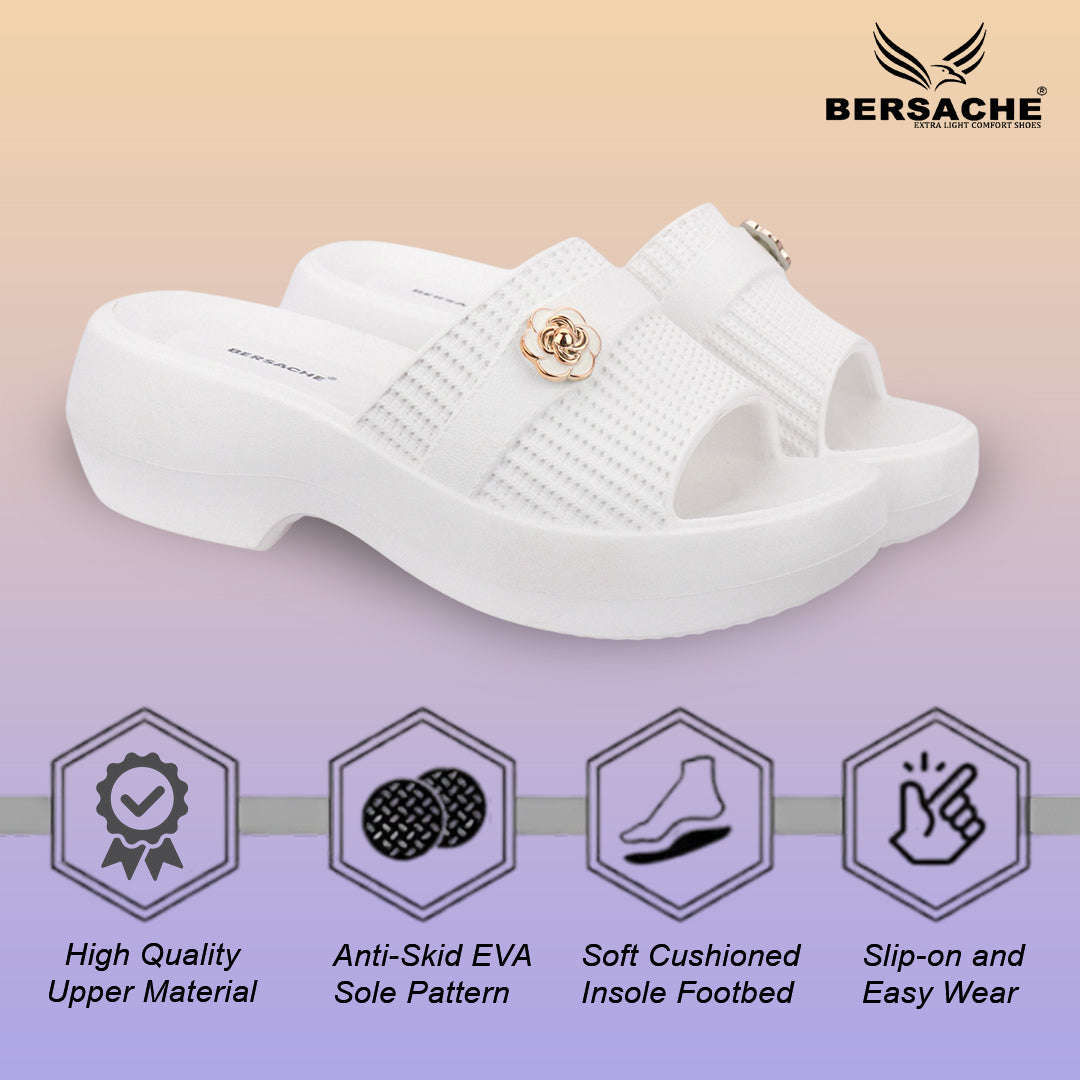 Bersache Extra Soft Classic Casual CHAPPAL with Regular wear with Ultra Soft & Flexibility Technology Slippers for Women's-(6291-White)