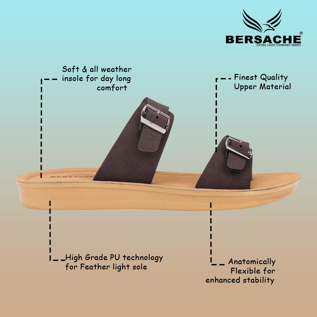 Bersache Extra Soft Classic Casual with Regular wear with Ultra Soft & Flexibility Technology Flip-Flop for Women's & Girl's (6260-Dark-Brown)