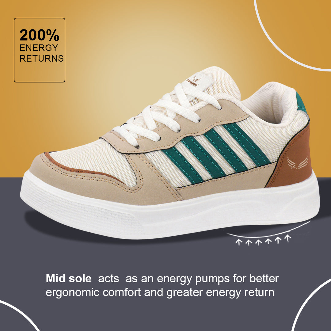 Bersache Casual Sneaker shoe for Men| Soft Cushioned Insole , Slip-Resistance Casuals For Men (Beige-8134)