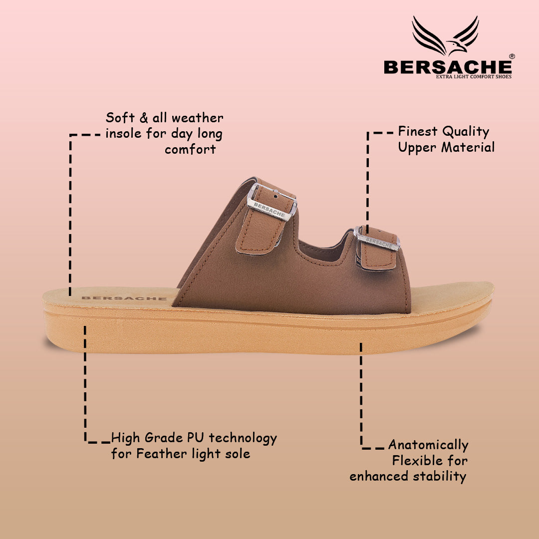 Bersache Extra Soft Classic Casual with Regular wear with Ultra Soft & Flexibility Technology Slipper For Women's & Girl's-Brown-6225