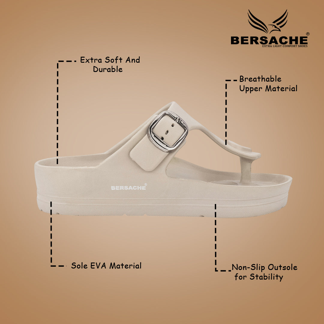 Bersache Extra Soft Classic Casual with Regular wear with Ultra Soft & Flexibility Technology Flip-Flop for Men's-(6289-Beige)