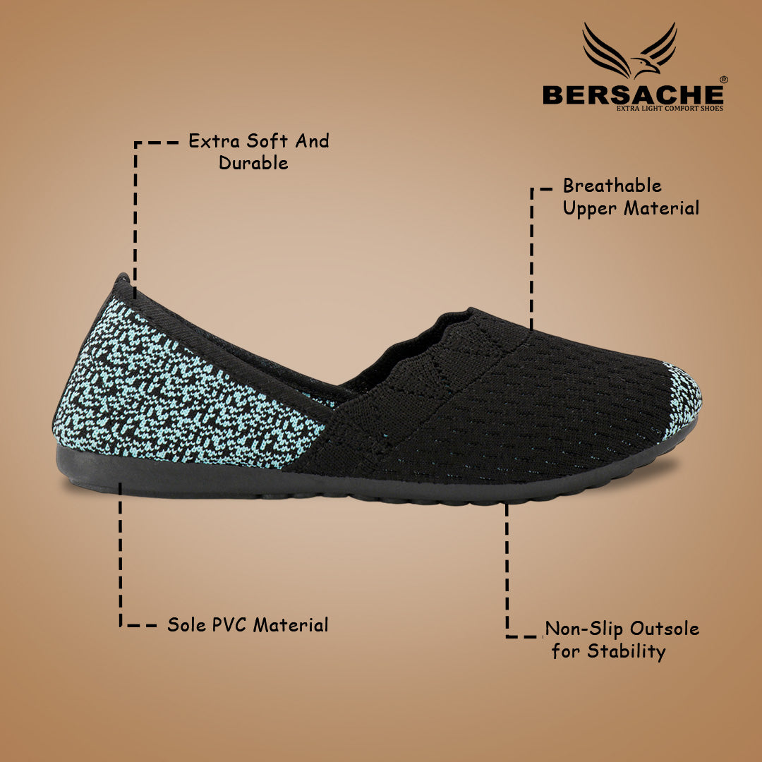 BERSACHE Women's Belly – Lightweight, Breathable & Comfortable Daily Wear Shoes(Green-6274).
