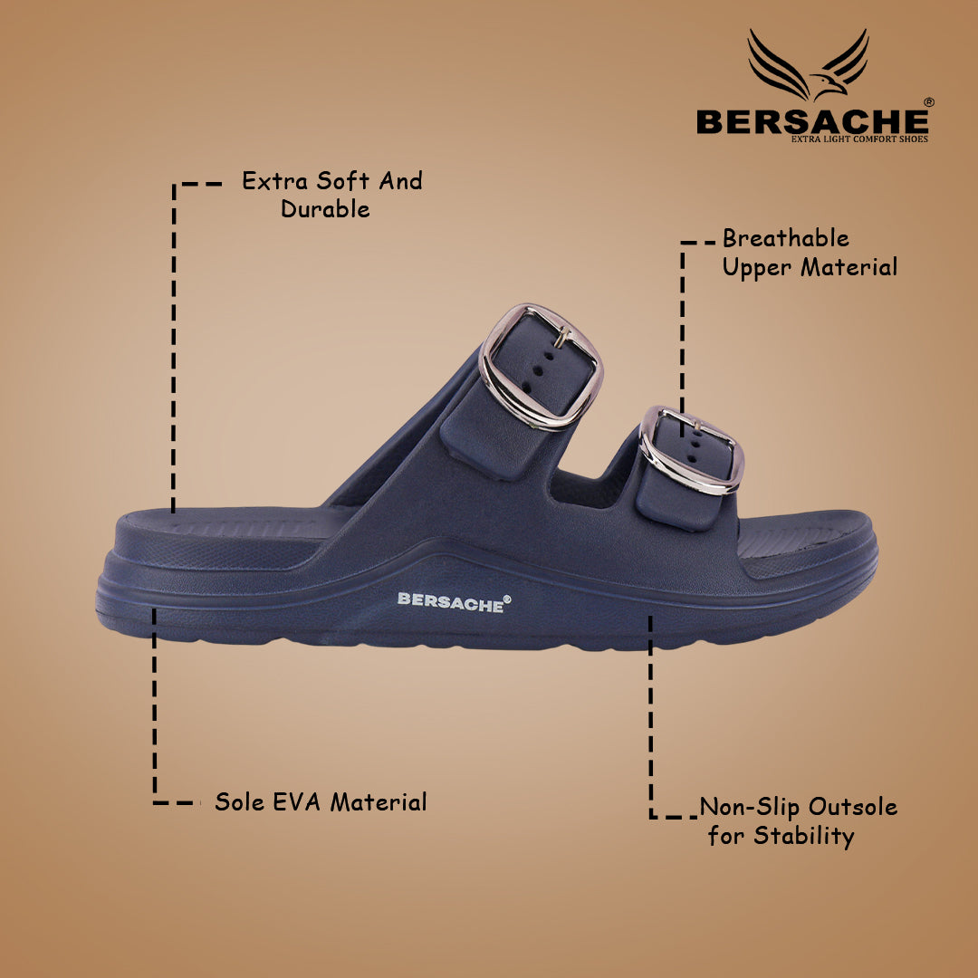 Bersache Extra Soft Classic Casual with Regular wear with Ultra Soft & Flexibility Technology Flip-Flop for Men's-(6285-Navy-Blue)