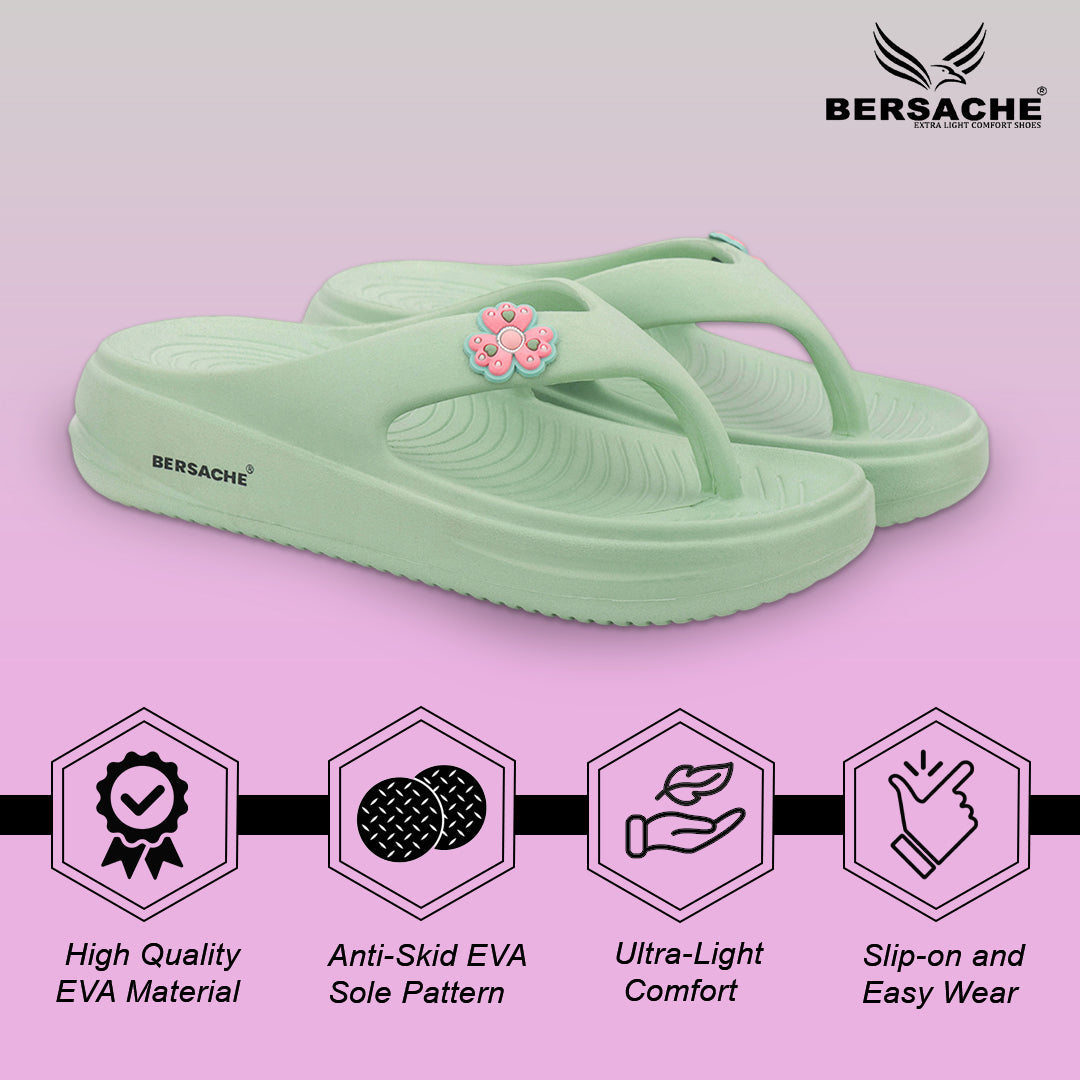 Bersache Extra Soft Classic Casual with Regular wear with Ultra Soft & Flexibility Technology Flip-Flop for Women's-(6297-Green).