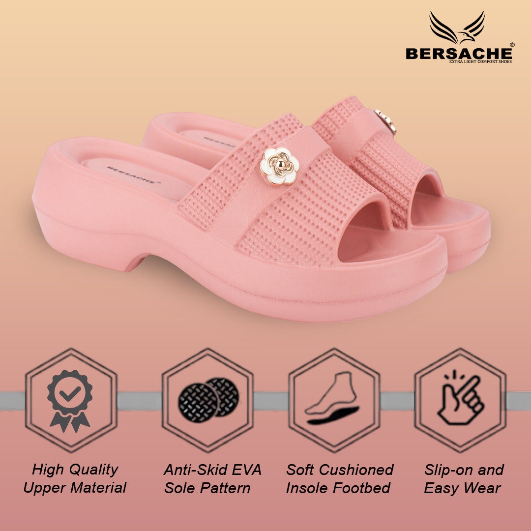 Bersache Extra Soft Classic Casual with Regular wear with Ultra Soft & Flexibility Technology Sandals for Women's-(6292-Pink)