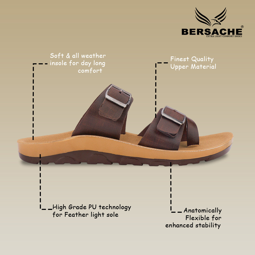 Bersache Extra Soft Classic Casual with Regular wear with Ultra Soft & Flexibility Technology Slipper For Men's & Boy's-Brown-6217