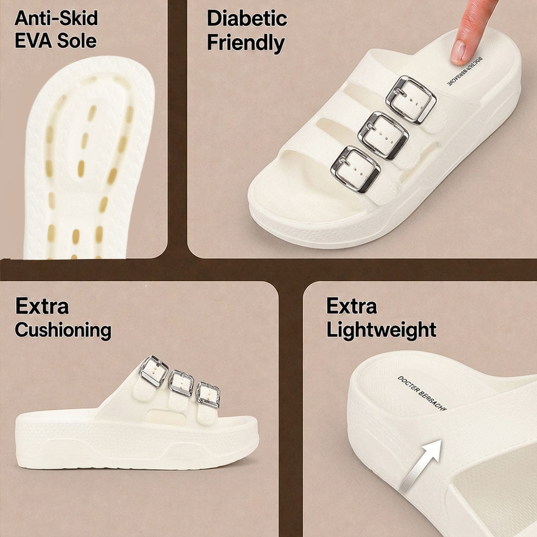 Doctor Bersache Newly Launched Orthopedic Comfort Slider for Women| Diabetic Friendly | Extra Cushioning | Arch Support | Pain White-DS115 .