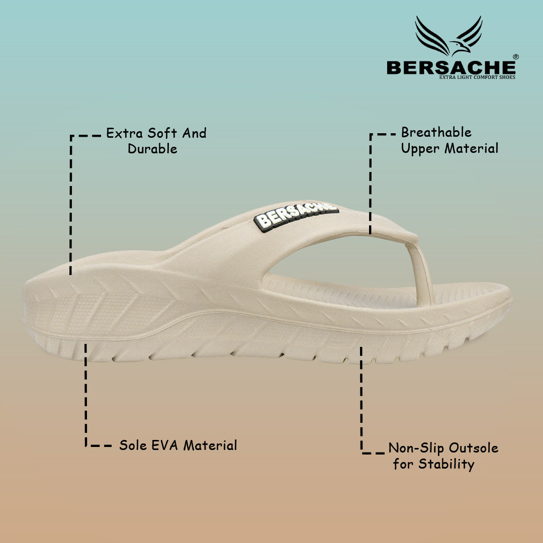 Bersache Extra Soft Classic Casual with Regular wear with Ultra Soft & Flexibility Technology Flip Flop for Men's & Boy's (6256-Beige)