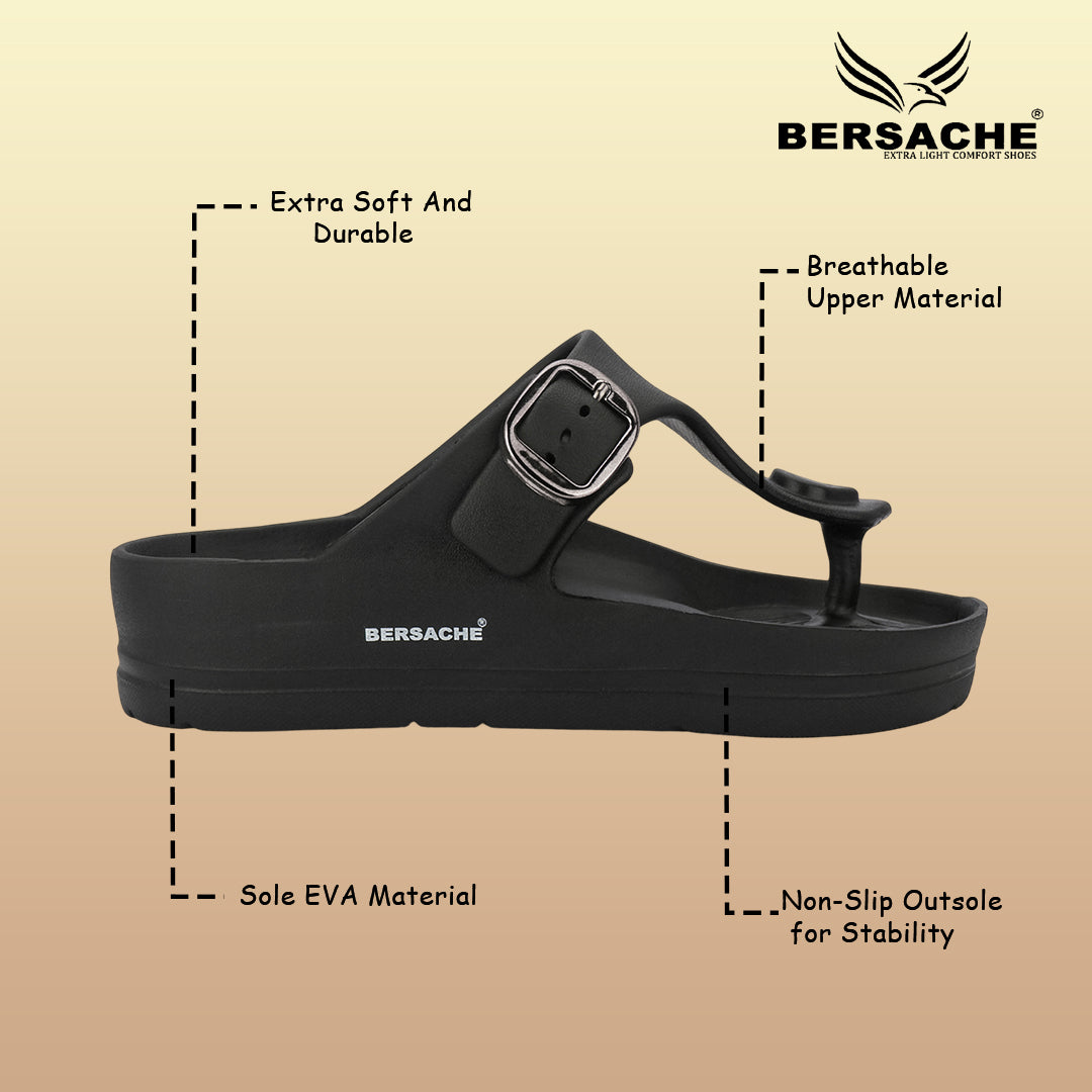 Bersache Extra Soft Classic Casual with Regular wear with Ultra Soft & Flexibility Technology Sandals for Men's-(6288-Black)