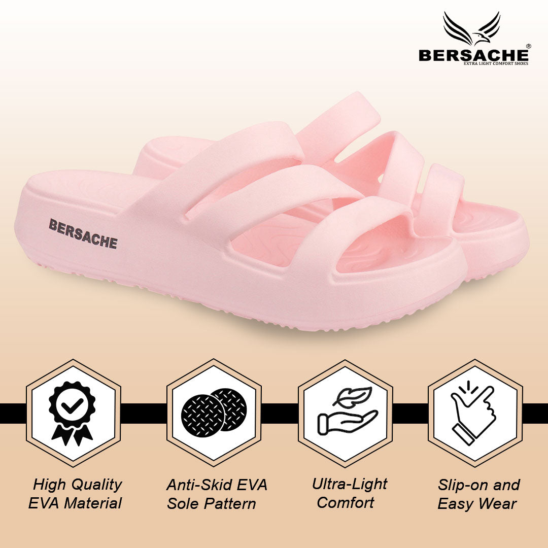 Bersache Extra Soft Classic Casual with Regular wear with Ultra Soft & Flexibility Technology Sandal for Women's-(6310-Pink)
