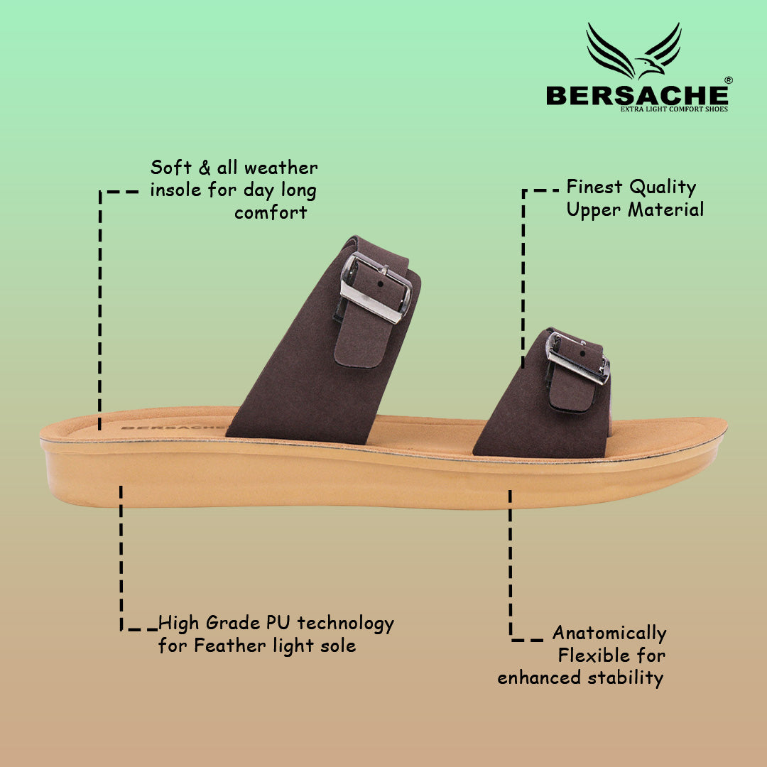 Bersache Extra Soft Classic Casual with Regular wear with Ultra Soft & Flexibility Technology Sandal For Women's/Girl's-Dark-Brown-6260
