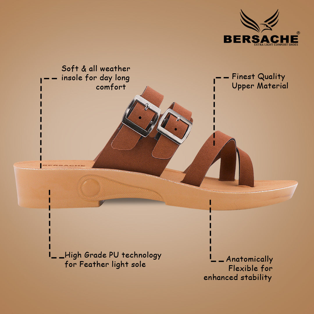 Bersache Extra Soft Classic Casual with Regular wear with Ultra Soft & Flexibility Technology Slipper For Women's & Girl's-(6238-Brown)