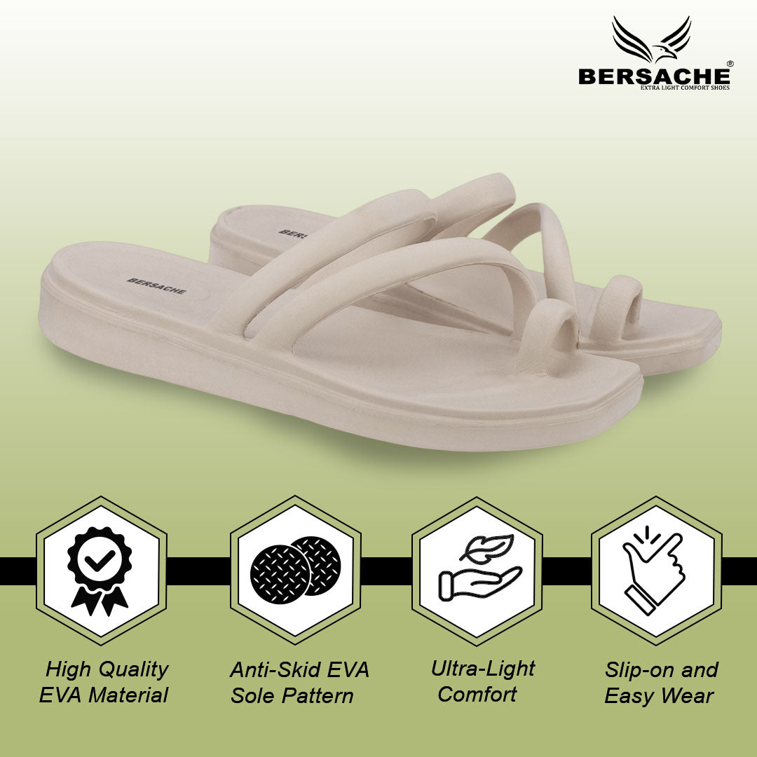 Bersache Extra Soft Classic Casual with Regular wear with Ultra Soft & Flexibility Technology Flip-Flop for Women's-(6304-Beige)