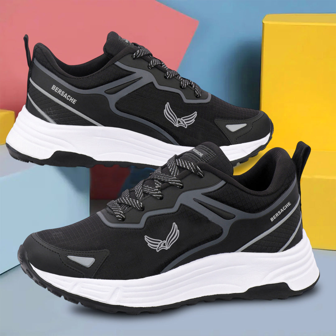 Bersache Premium Sports ,walking,Gym,cricket, Trending Running Shoes For Men's (Black-Gray-8123)