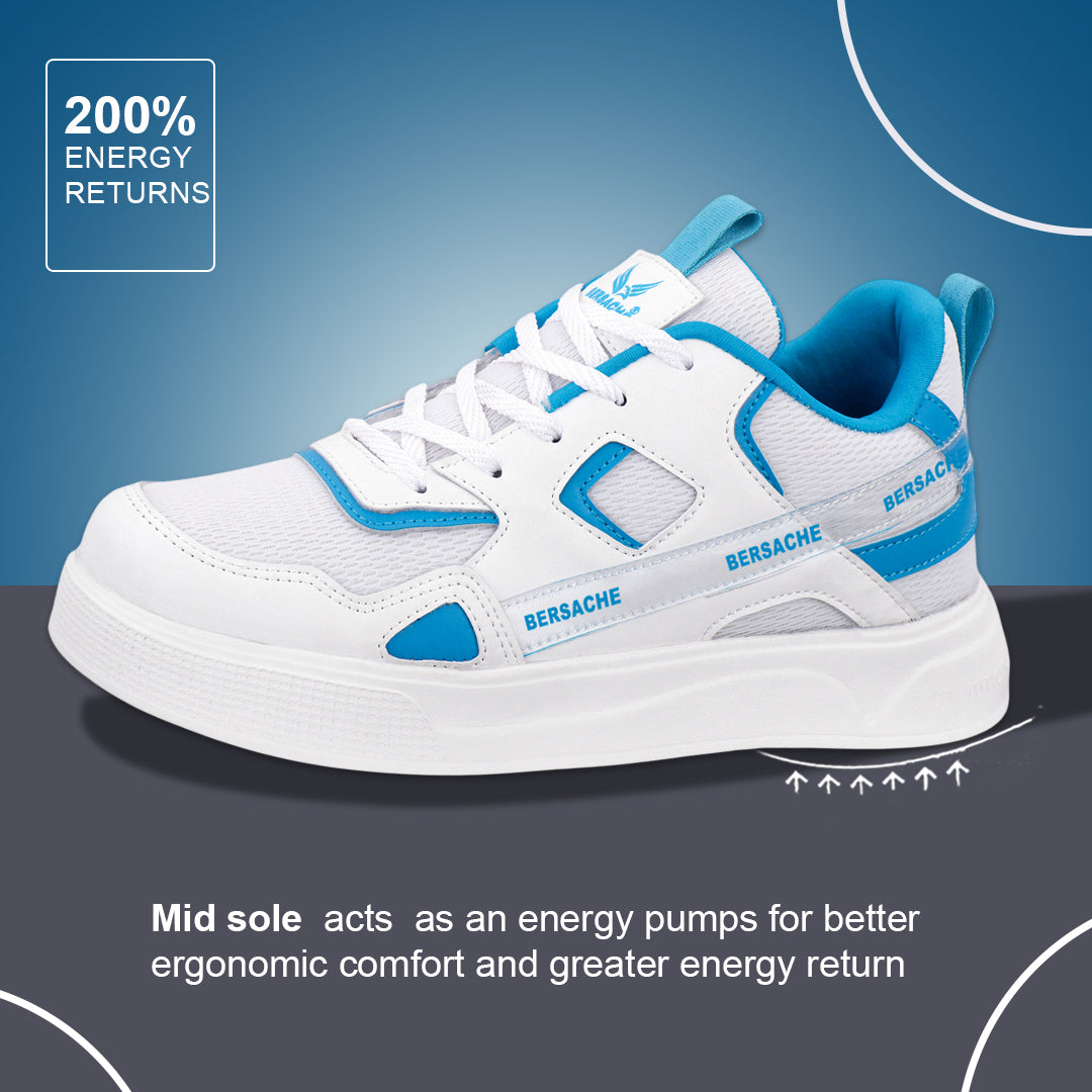 Bersache Casual Sneaker shoe for Men| Soft Cushioned Insole , Slip-Resistance Casuals For Men (White-8126)