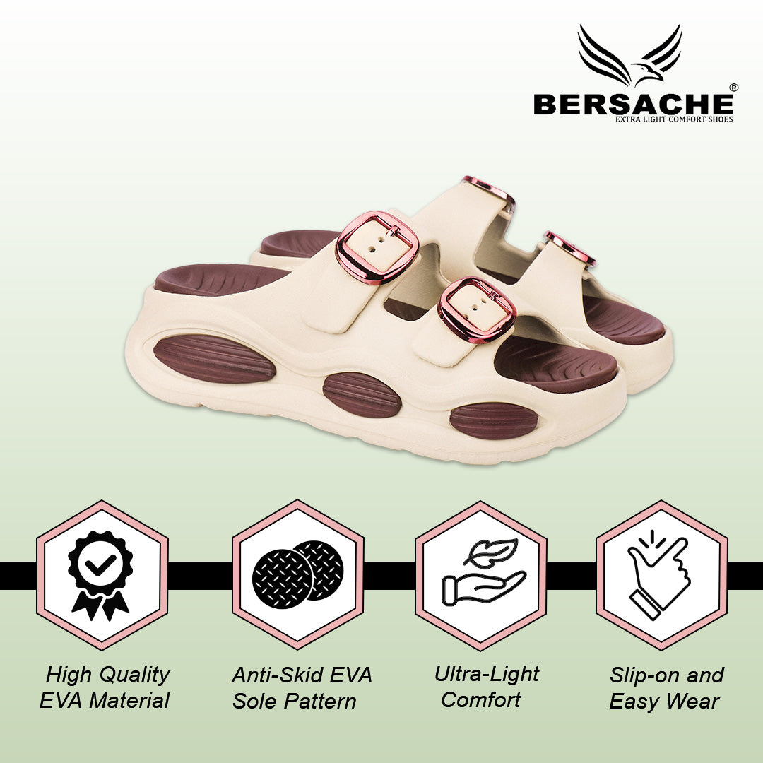 Bersache Extra Soft Classic Casual with Regular wear with Ultra Soft & Flexibility Technology Slide for Women's-(6364-Brown).
