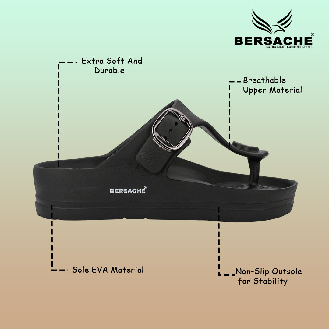 Bersache Extra Soft Classic Casual with Regular wear with Ultra Soft & Flexibility Technology Flip-Flop for Men's-(6288-Black)