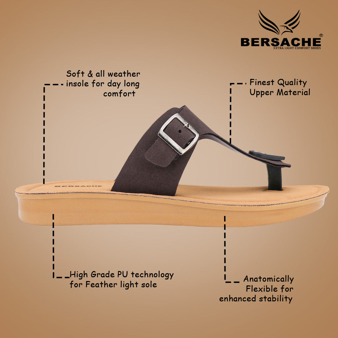 Bersache Extra Soft Classic Casual with Regular wear with Ultra Soft & Flexibility Technology Sandal For Women's/Girl's-Brown-6259