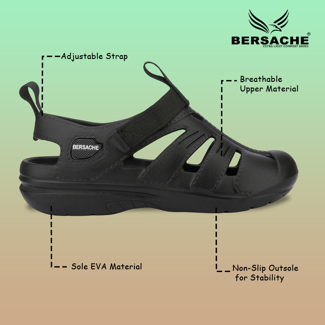 Bersache Extra Soft Classic Casual with Regular wear with Ultra Soft & Flexibility Technology Clog for Men's & Boy's (6262-Black)