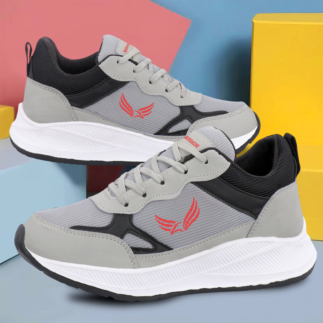 Bersache Premium Sports ,walking,Gym,cricket, Trending Running Shoes For Men's (Gray-8124)