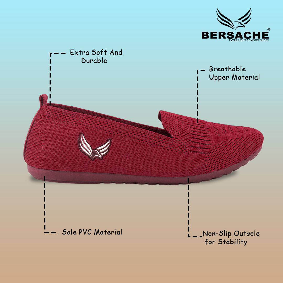 BERSACHE Women's CASUAL – Lightweight, Breathable & Comfortable Daily Wear Shoes(Red-6276).