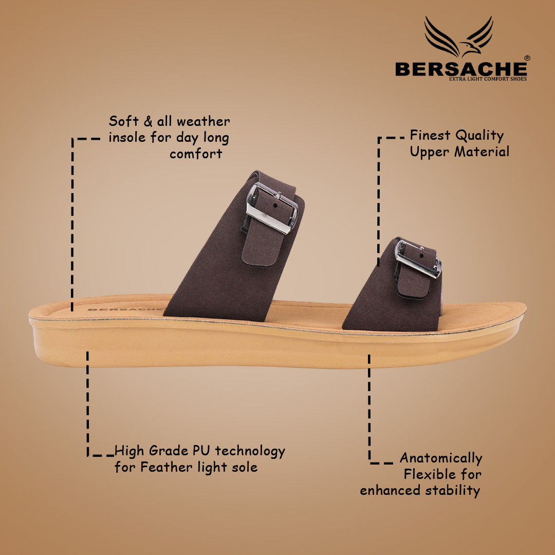 Bersache Extra Soft Classic Casual with Regular wear with Ultra Soft & Flexibility Technology Slipper For Women's & Girl's-(Dark-Brown-6260)