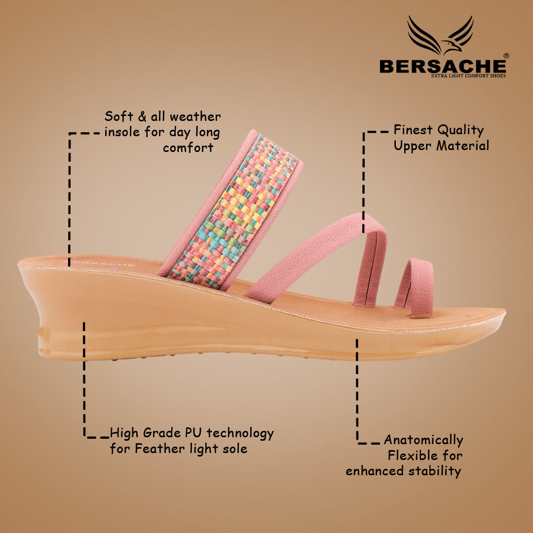 Bersache Extra Soft Classic Casual with Regular wear with Ultra Soft & Flexibility Technology Sandal's For Women's & Girl's-(6241-Pink)