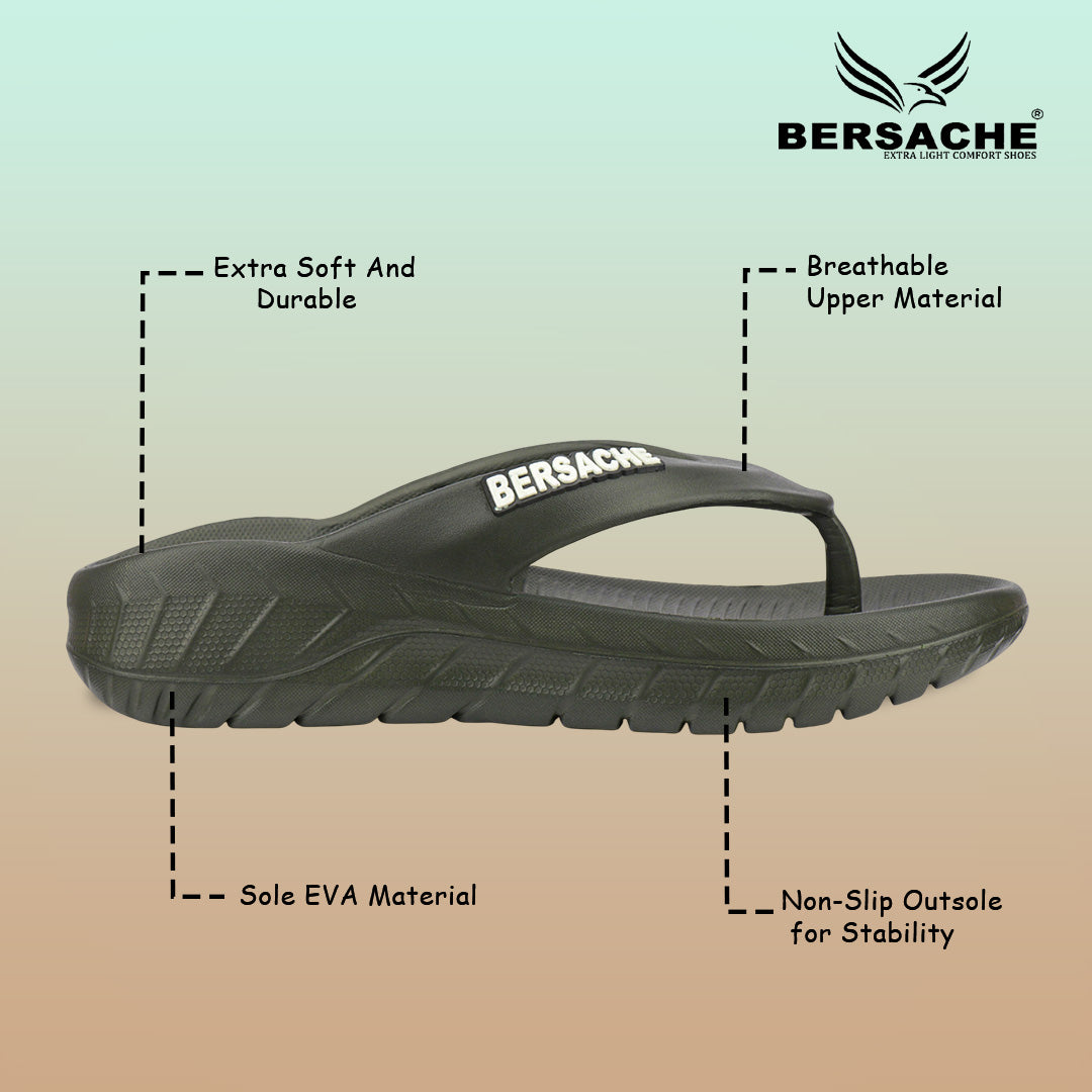 Bersache Extra Soft Classic Casual with Regular wear with Ultra Soft & Flexibility Technology Flip Flop for Men's & Boy's (6255-Black)